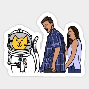 Distracted Boyfriend Meme Sci Fi With Space Cat Sticker